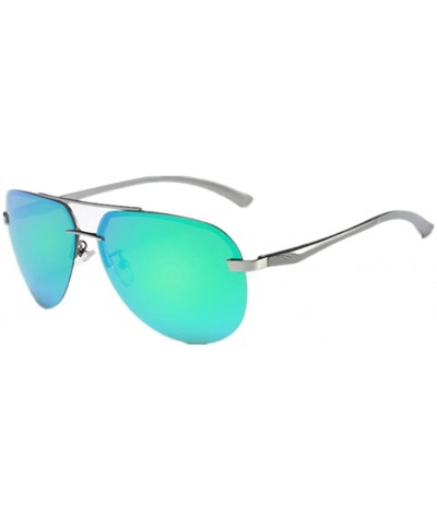 Wayfarer Classical Aviator Sunglasses Polarized 63mm oversize - Silver Frame-turquoise Lens - CV12EPA46ID $20.94