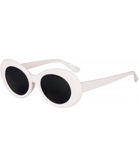 Goggle Novelty Oval Mod Thick Sunglasses Clout Goggles Sun Protection Unisex - White - CA18T7HNGZ7 $9.24