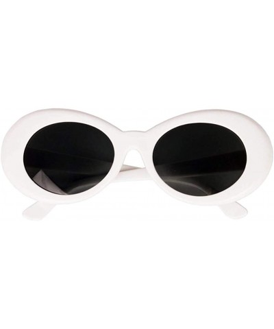 Goggle Novelty Oval Mod Thick Sunglasses Clout Goggles Sun Protection Unisex - White - CA18T7HNGZ7 $9.24