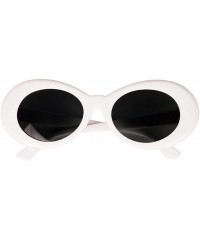 Goggle Novelty Oval Mod Thick Sunglasses Clout Goggles Sun Protection Unisex - White - CA18T7HNGZ7 $9.24