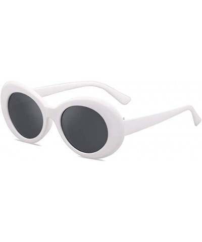 Goggle Novelty Oval Mod Thick Sunglasses Clout Goggles Sun Protection Unisex - White - CA18T7HNGZ7 $9.24