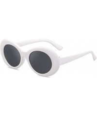 Goggle Novelty Oval Mod Thick Sunglasses Clout Goggles Sun Protection Unisex - White - CA18T7HNGZ7 $9.24