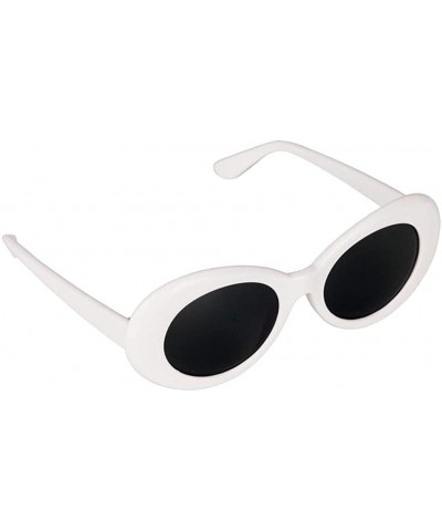 Goggle Novelty Oval Mod Thick Sunglasses Clout Goggles Sun Protection Unisex - White - CA18T7HNGZ7 $9.24