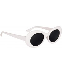 Goggle Novelty Oval Mod Thick Sunglasses Clout Goggles Sun Protection Unisex - White - CA18T7HNGZ7 $9.24