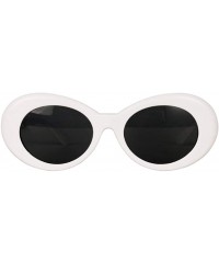 Goggle Novelty Oval Mod Thick Sunglasses Clout Goggles Sun Protection Unisex - White - CA18T7HNGZ7 $9.24