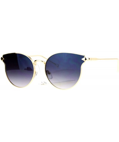 Wayfarer Mirrored Mirror Flat Lens Metal Horn Rim Hipster Sunglasses - Gold Smoke - CG12IS30GBZ $10.85