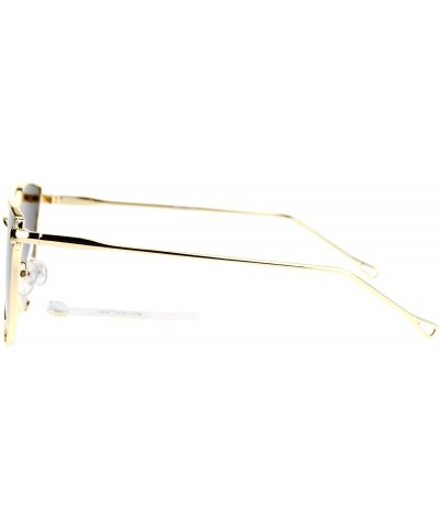 Wayfarer Mirrored Mirror Flat Lens Metal Horn Rim Hipster Sunglasses - Gold Smoke - CG12IS30GBZ $10.85