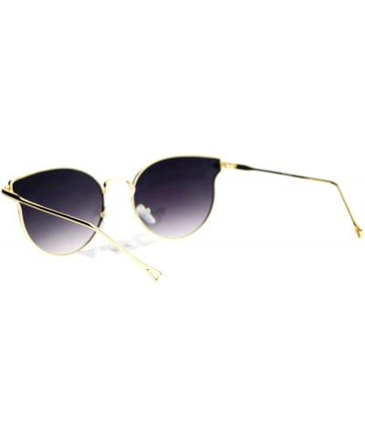 Wayfarer Mirrored Mirror Flat Lens Metal Horn Rim Hipster Sunglasses - Gold Smoke - CG12IS30GBZ $10.85