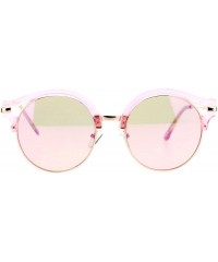 Round Retro Mirrored Lens Round Circle Half Rim Womens Sunglasses - Pink - CG12H5HA8TJ $10.54