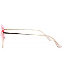 Round Retro Mirrored Lens Round Circle Half Rim Womens Sunglasses - Pink - CG12H5HA8TJ $10.54