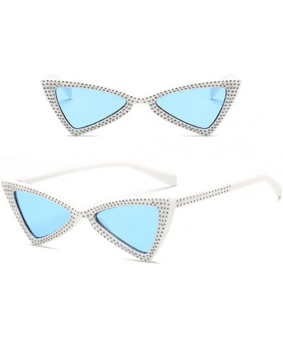 Goggle Cute Sexy Retro Rhinestone Small Cat Eye Sunglasses Women - H - CO18CKHO4U5 $9.44