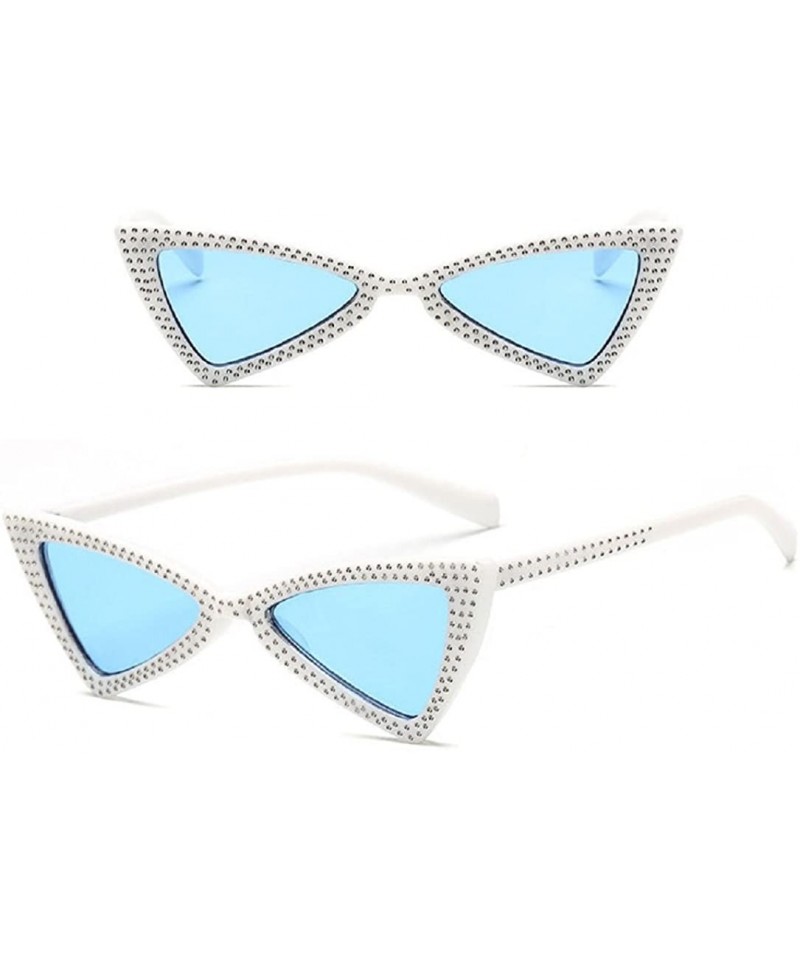 Goggle Cute Sexy Retro Rhinestone Small Cat Eye Sunglasses Women - H - CO18CKHO4U5 $15.52