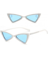 Goggle Cute Sexy Retro Rhinestone Small Cat Eye Sunglasses Women - H - CO18CKHO4U5 $15.52