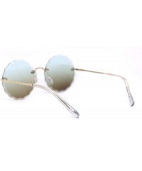 Rimless Womens Daisy Bevel Cut Round Hippie Circle Lens Rimless Sunglasses - Gold Green Brown - C618XET7W7S $13.96