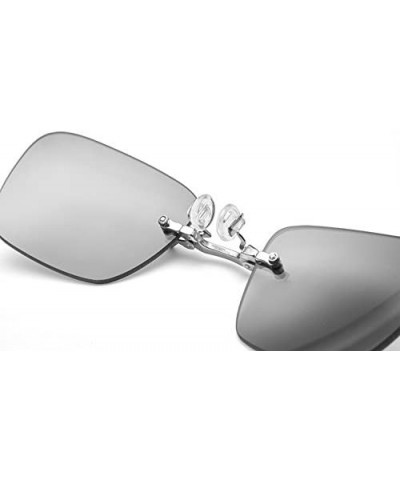 Round Retro Clip On Nose Rectangular Sunglasses Matrix Morpheus Movie rimless - Silver - CD18ESN7RD8 $16.12