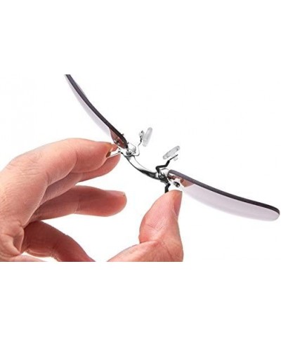 Round Retro Clip On Nose Rectangular Sunglasses Matrix Morpheus Movie rimless - Silver - CD18ESN7RD8 $16.12