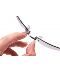 Round Retro Clip On Nose Rectangular Sunglasses Matrix Morpheus Movie rimless - Silver - CD18ESN7RD8 $16.12