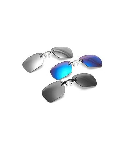 Round Retro Clip On Nose Rectangular Sunglasses Matrix Morpheus Movie rimless - Silver - CD18ESN7RD8 $16.12