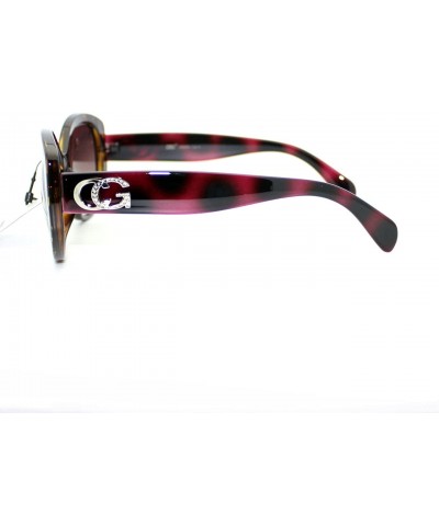 Oval Designer Fashion Womens Sunglasses Oversized Oval Round Frame - Tortoise Fuchsia - C411VH2GFLZ $8.26