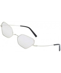 Goggle Sunglasses Small Rectangle Sunglasses Metal Frame Cat Eye Sun Glasses Goggles - Silver - C818QT2IO72 $9.25