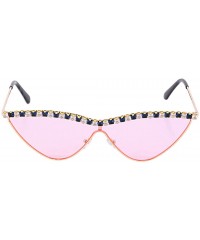 Goggle Sparkling Crystal Cat Eye Sunglasses UV Protection Rhinestone Sunglasses - Pink02556 - CU1979AGQXH $27.85