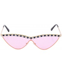 Goggle Sparkling Crystal Cat Eye Sunglasses UV Protection Rhinestone Sunglasses - Pink02556 - CU1979AGQXH $14.85