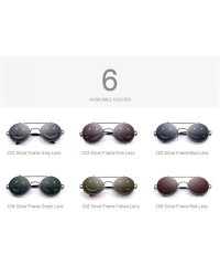 Round DESIGN Round Flip Up Sunglasses Vintage Steampunk Metal Frame C01 Gray - C05 Red - C918YKU7NGG $11.60