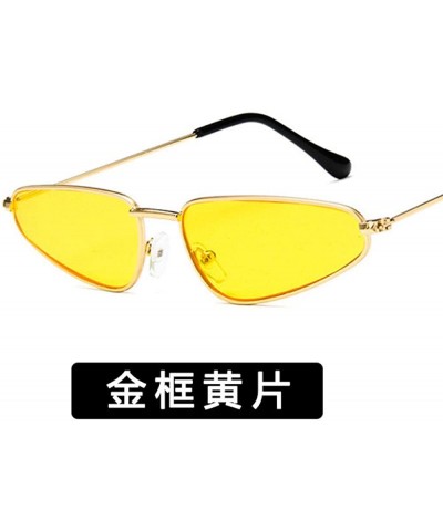 Cat Eye Drop-shaped marine sunglasses - small frame cat-eye sunglasses - Golden Frame Yellow Film - C81999MLSU0 $41.23