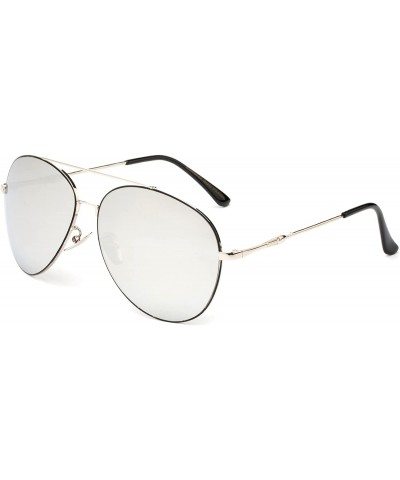 Aviator Lucas" - Oversized Fashion Sunglasses in Aviator Design for Men and Women - Black/Mirror - CE12NUGZ1ST $19.13