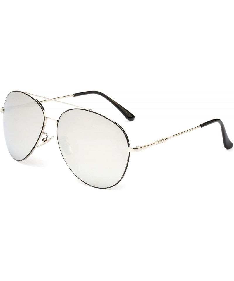 Aviator Lucas" - Oversized Fashion Sunglasses in Aviator Design for Men and Women - Black/Mirror - CE12NUGZ1ST $11.22