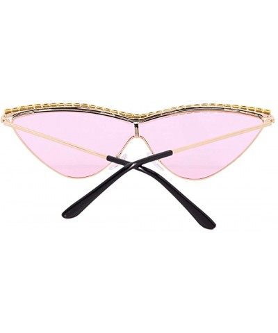 Goggle Sparkling Crystal Cat Eye Sunglasses UV Protection Rhinestone Sunglasses - Pink02556 - CU1979AGQXH $27.85
