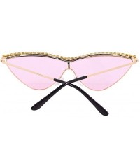 Goggle Sparkling Crystal Cat Eye Sunglasses UV Protection Rhinestone Sunglasses - Pink02556 - CU1979AGQXH $14.85