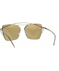 Rectangular Womens Futuristic Flat Retro Rectangular Pilots Metal Rim Sunglasses - Gold Brown - CM1869OD5XL $10.05