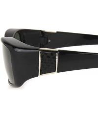 Rectangular Women's Haven-Freesia Leather Polarized Rectangular Fits Over Sunglasses - Black - 61 mm - CT196EQE02D $26.81