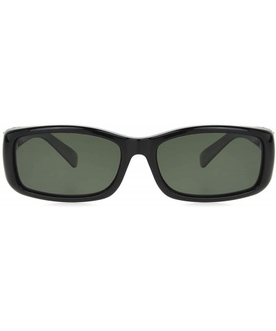 Rectangular Women's Haven-Freesia Leather Polarized Rectangular Fits Over Sunglasses - Black - 61 mm - CT196EQE02D $26.81
