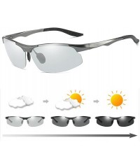 Semi-rimless Photochromic Polarized Sunglasses Men - Gray - CN18G9GYD2K $17.84
