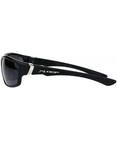 Wrap Mens Xloop Sunglasses Oval Wrap Around Sporty Design Shades UV 400 - Black - CC18OOTEULS $10.19