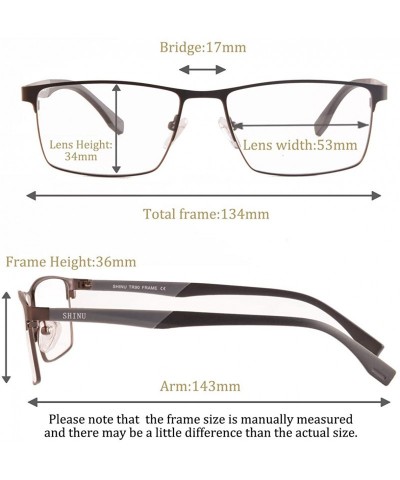 Rectangular Mens Rectangle Frame Computer Blue Light Blocking Health Glasses- Filter Harmful Blue Rays-SH093 - Brown - C818N0...