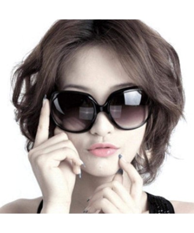 Oval Women Retro Style Anti-UV Sunglasses Big Frame Fashion Sunglasses Sunglasses - Black - CX197ZM3WIR $14.70