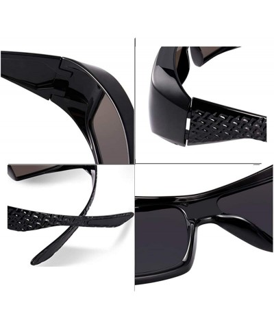 Wrap Unisex Polarized Fit Over Glasses Sunglasses with Mirrored Lens for Driving- Fishing- Hiking- Climbing - CI18T32ZD28 $30.77