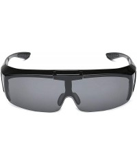 Wrap Polarized Flip up Sunglasses Fit Over Regular Glasses for Men Women - Black - Smoke - C718XMNQSC5 $12.42