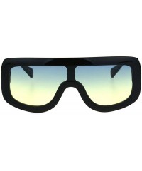 Shield Robotic Retro Funky Shield Oversize Flat Top Racer Sunglasses - Black Blue Yellow - C517YKDQM9R $10.11