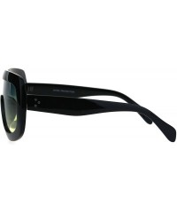 Shield Robotic Retro Funky Shield Oversize Flat Top Racer Sunglasses - Black Blue Yellow - C517YKDQM9R $10.11