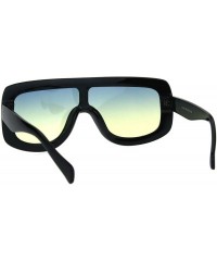 Shield Robotic Retro Funky Shield Oversize Flat Top Racer Sunglasses - Black Blue Yellow - C517YKDQM9R $10.11