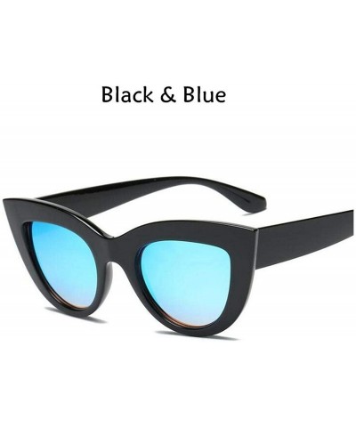 Cat Eye Cat Eye Women Sunglasses Tinted Color Lens Men Vintage Shaped Sun Glasses Eyewear Blue - Bblue - C11985EDGMH $49.18