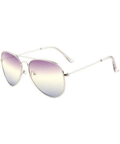 Aviator Triple Oceanic Color Thin Temple Classic Aviator Sunglasses - Purple Smoke - CS190I3MCN8 $26.52