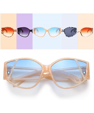 Square Cat Eye Oversized Sunglasses for Women Fashion Flat Top Plastic Frame Gradient Lens Shades Trendy Glasses - CS198QYRRG...