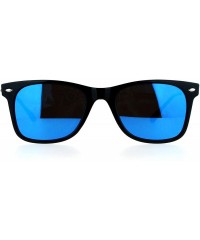 Wayfarer Retro Minimal Plastic Mirror Flat Lens Horned Sunglasses - Black Blue - C512G7GVO07 $23.03