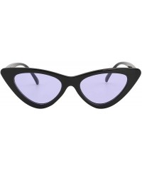 Oval Women Retro Vintage Cat Eye Narrow Slim Sunglasses Goggles Plastic Frame - Black-purple - C018I2M294M $8.90