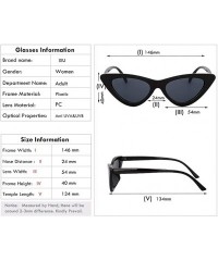 Oval Women Retro Vintage Cat Eye Narrow Slim Sunglasses Goggles Plastic Frame - Black-purple - C018I2M294M $17.80